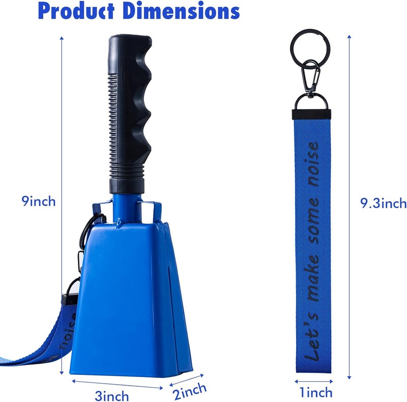 CHMI Cow Bells with Wrist Strap - Cowbell with Handle 2pcs, Customizable Cowbells for Sporting Events, for Football Games,Chimes, Percussion, Musical Instruments, Call Bell, Farm Ranch (blue-1pack) - Image 3